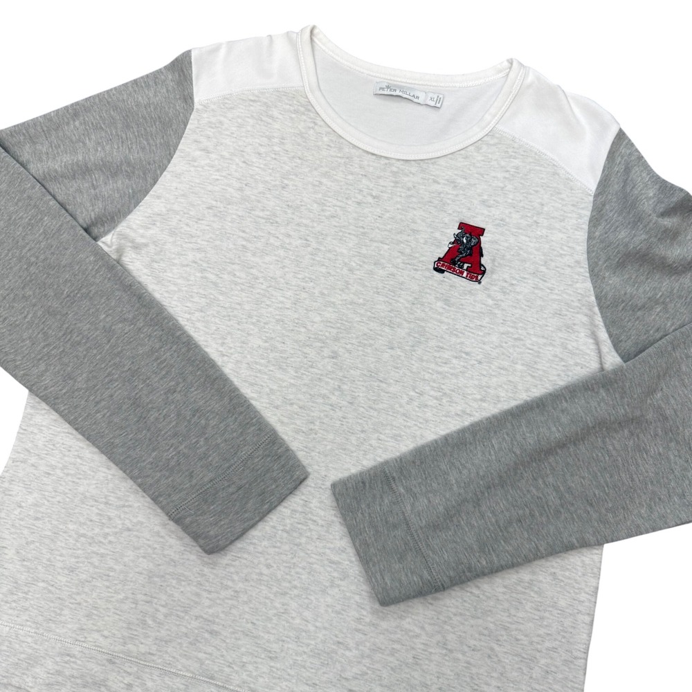 Peter Millar Alabama Crimson Tide Women Crewneck Sweatshirt XL Grey Raglan Long